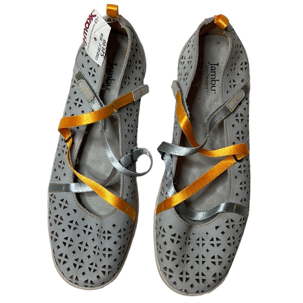 Jambu “Willow Eco” Women’s Leather Ballet Ribbon Straps Flats. Size 9.